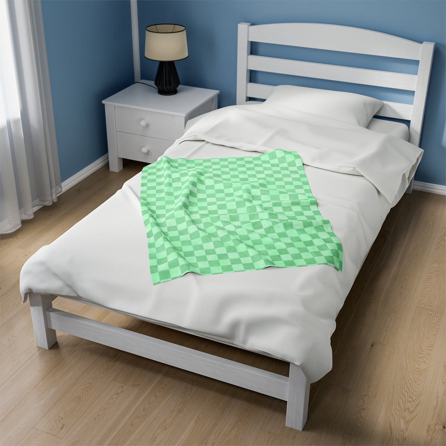 Pastel Checkers Velveteen Plush Blanket | Soft, Trendy, Luxurious and Comforting | Available in Multiple Sizes