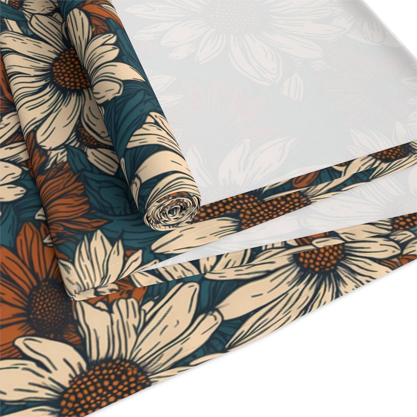 Daisy Print Table Runner - Fresh and Simple, Cotton Twill or Polyester - Perfect for Light & Airy Home Decor