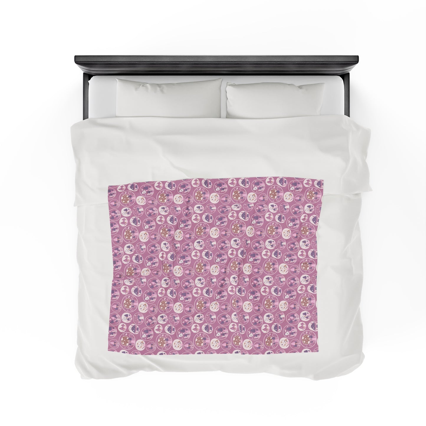 Mushroom Velveteen Plush Blanket | Soft, Whimsical, Luxurious and Comforting | Available in Multiple Sizes