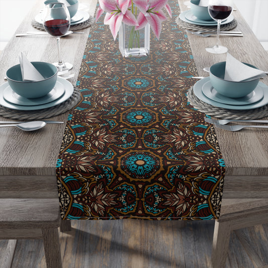 Mandala Print Table Runner - Intricate Patterns, Cotton Twill or Polyester - Ideal for Decorative Home Accents