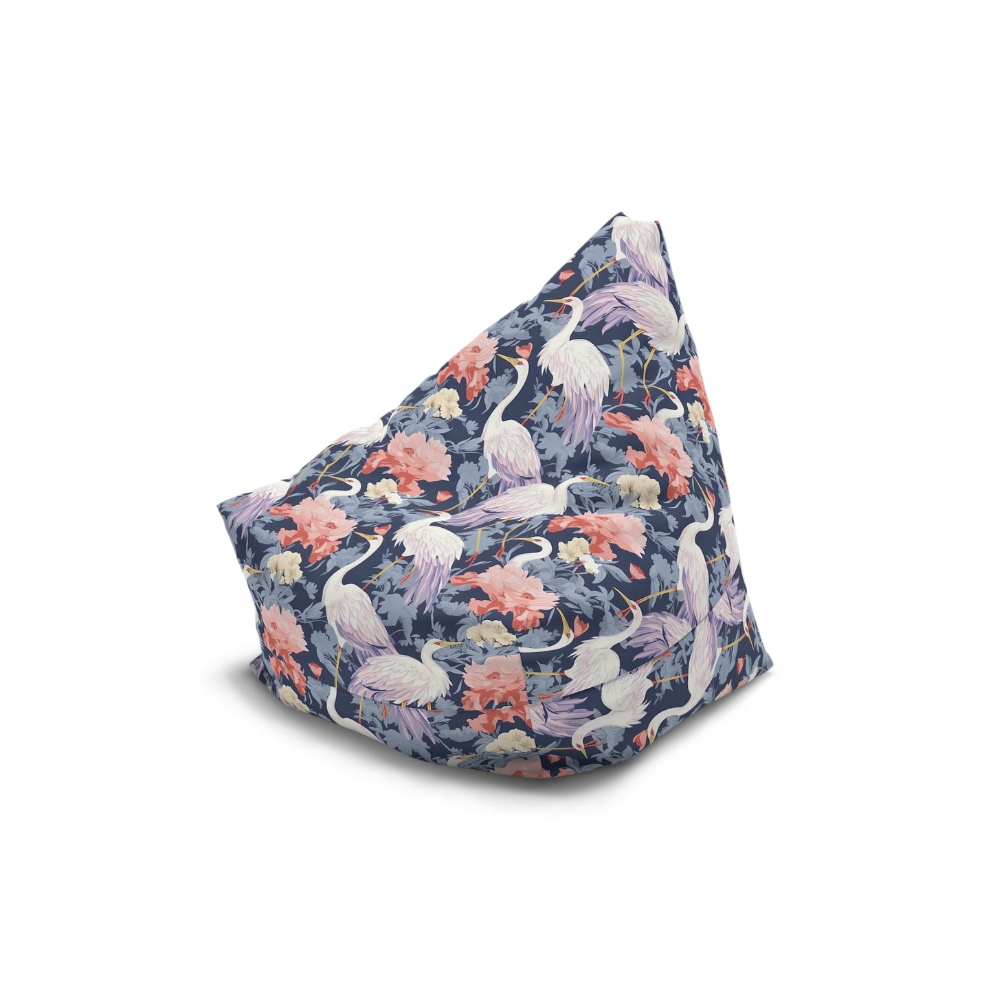 Chinoiserie Bean Bag Chair Cover - Elegant Oriental-Inspired Polyester Slipcover with Secure Zip - Fits Various Sizes