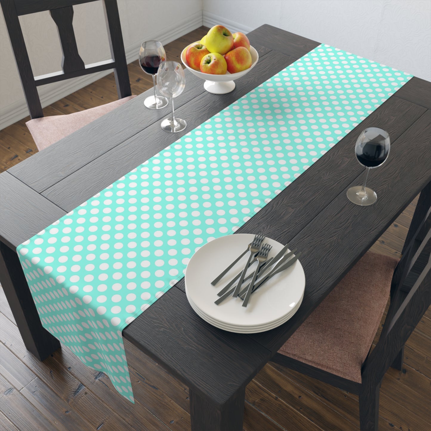 Pastel Polka Dot Table Runner - Soft Elegance, Cotton Twill or Polyester - Perfect for Playful & Light Home Decor