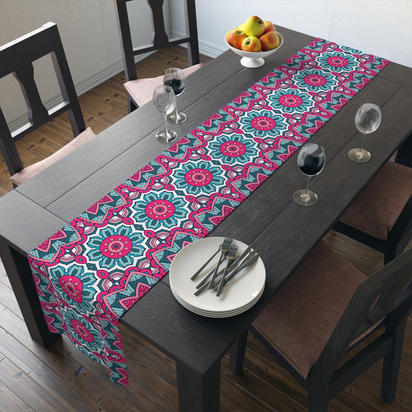 Mandala Print Table Runner - Intricate Patterns, Cotton Twill or Polyester - Ideal for Decorative Home Accents