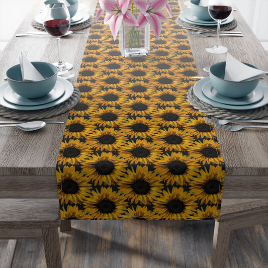 Sunflower Print Table Runner - Bright and Cheerful, Cotton Twill or Polyester - Perfect for Sunny Home Decor