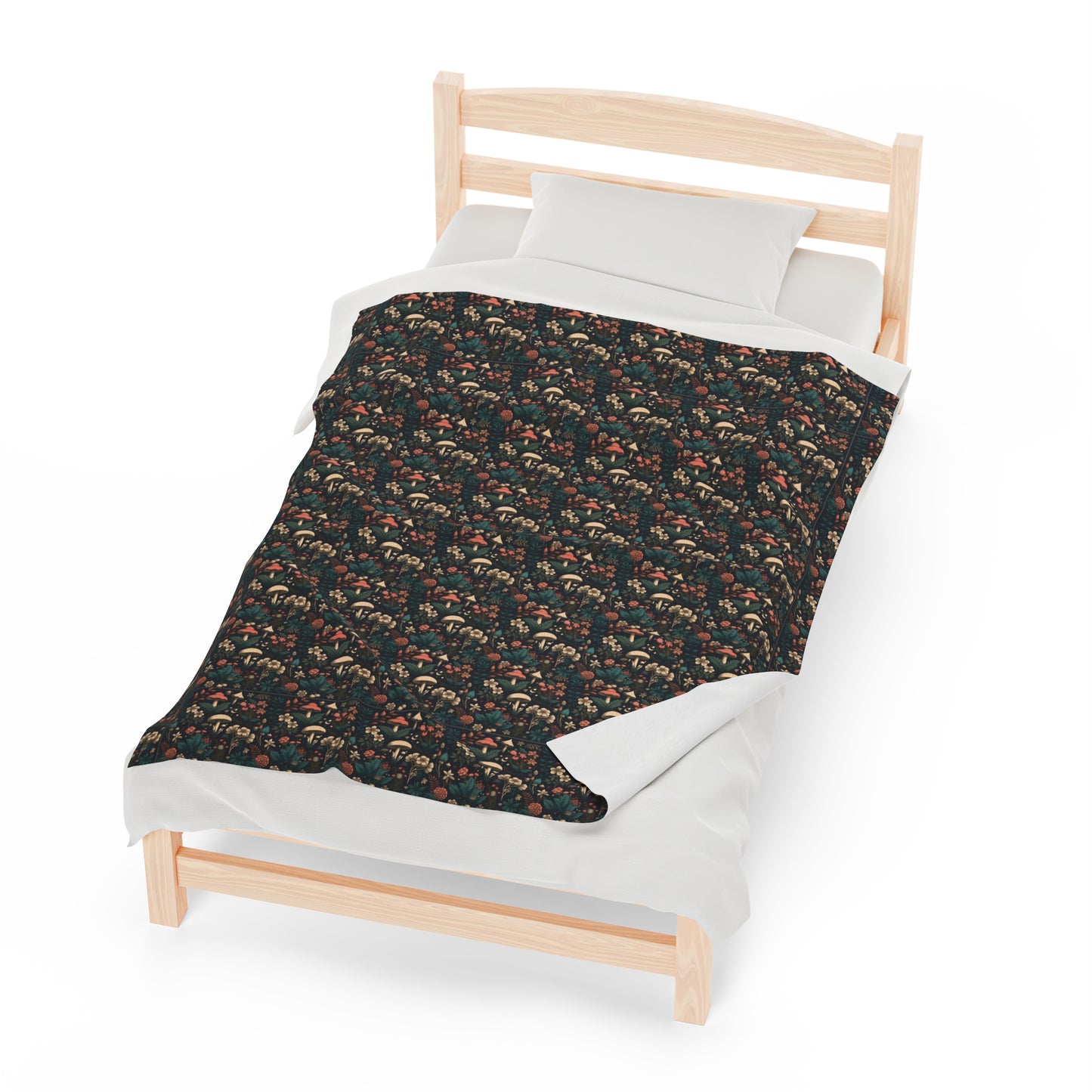 Mushroom Velveteen Plush Blanket | Soft, Whimsical, Luxurious and Comforting | Available in Multiple Sizes