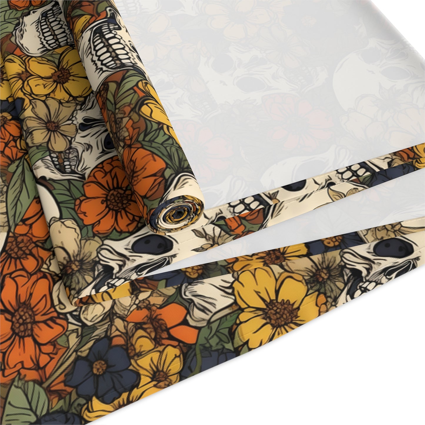 Skull Print Table Runner - Bold Cotton Twill or Sleek Polyester - Ideal for Gothic & Edgy Home Decor