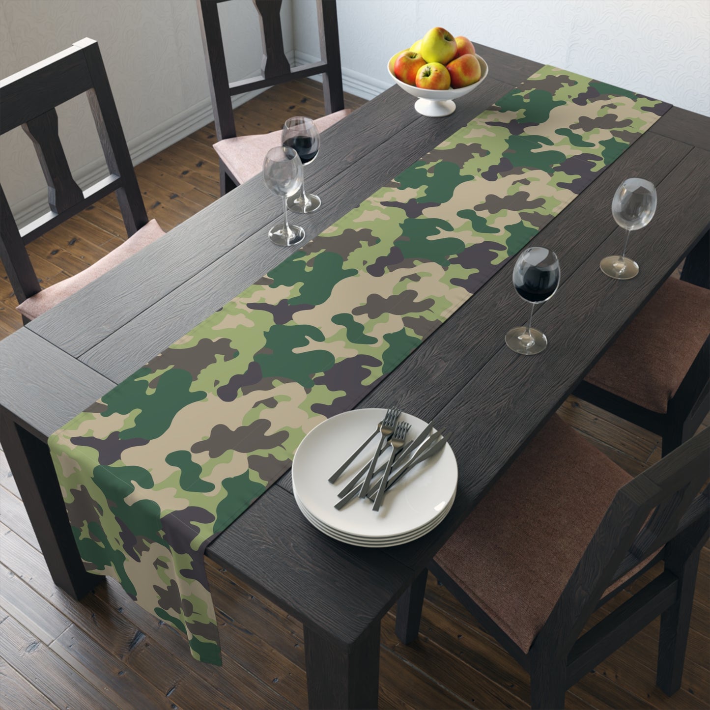 Camouflage Table Runner - Durable Cotton Twill or Polyester - Perfect for Outdoor Enthusiasts & Home Decor