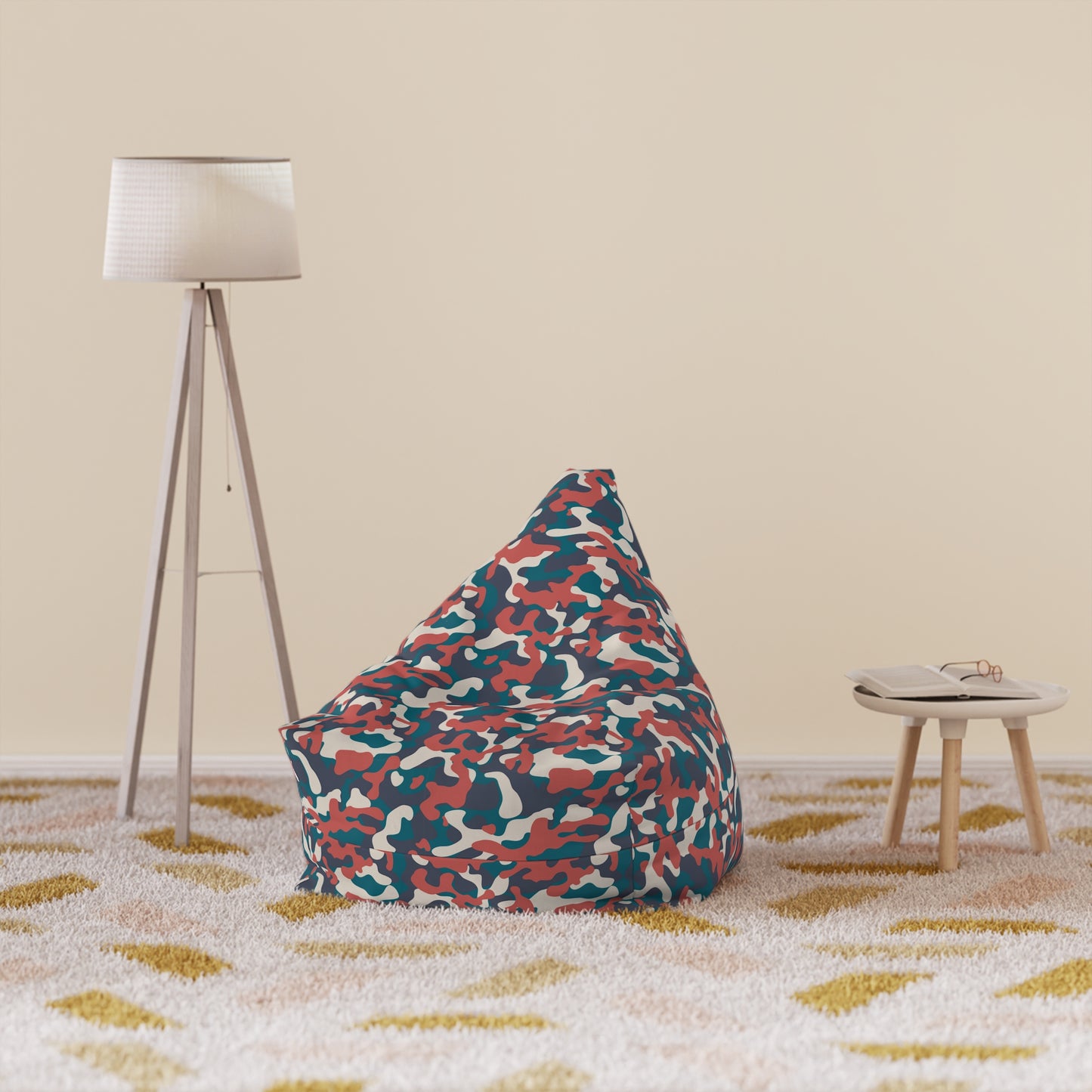 Camouflage Bean Bag Chair Cover - Durable Polyester, Locking Zipper, 2 Sizes Camo Bean Bag Cover