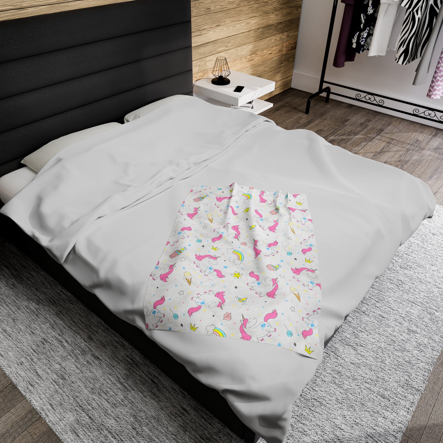 Unicorn Velveteen Plush Blanket | Soft, Magical, Luxurious and Comforting | Available in Multiple Sizes