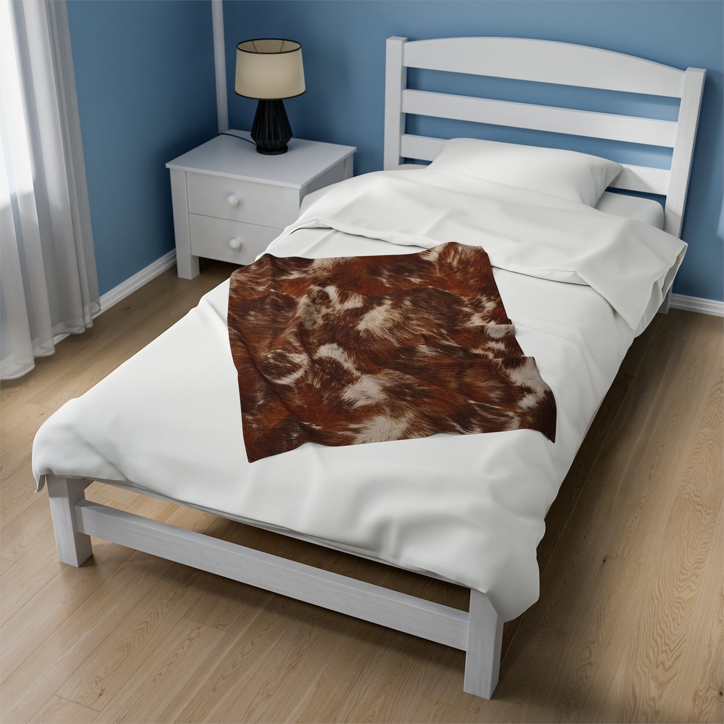 Cowhide Velveteen Plush Blanket | Soft, Rustic, Luxurious and Comforting | Available in Multiple Sizes