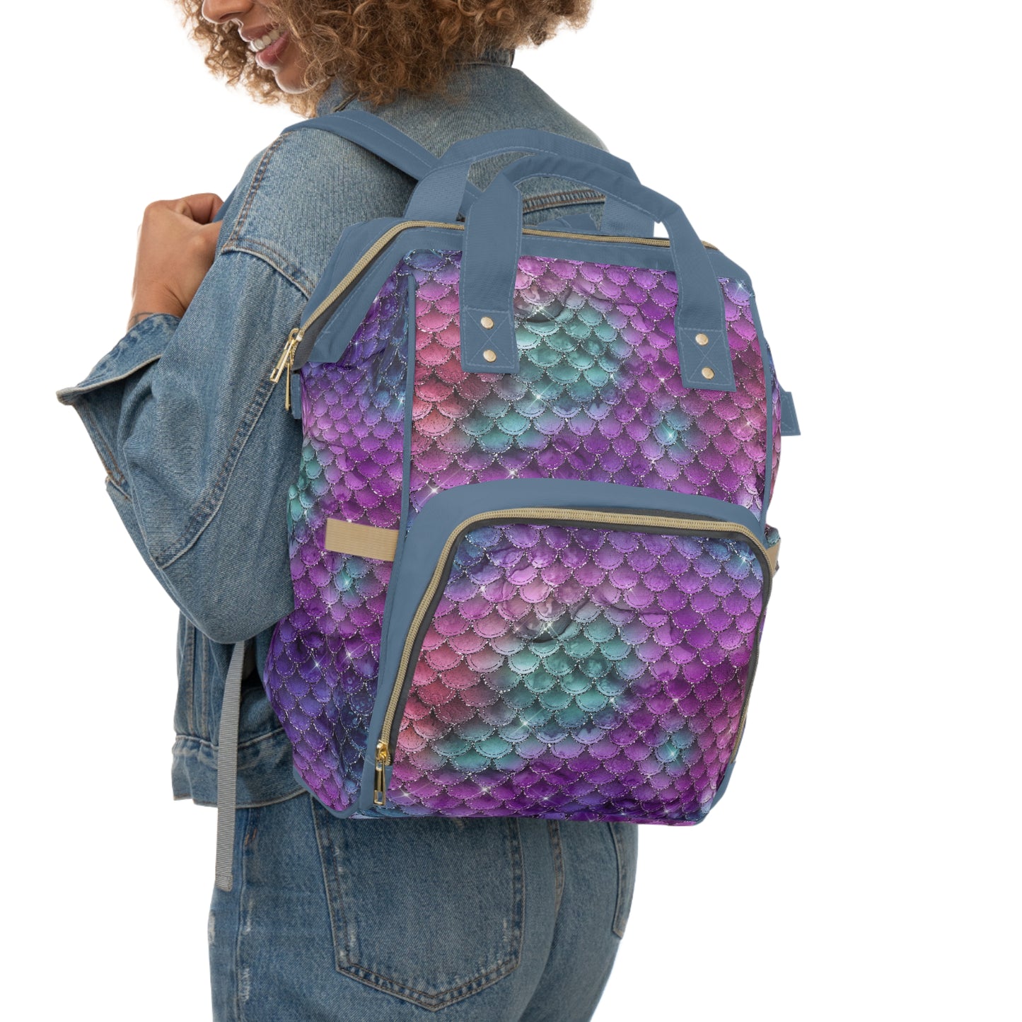 Mermaid Diaper Backpack - Magical & Multifunctional Nappy Bag with Ocean-Inspired Mermaid Patterns