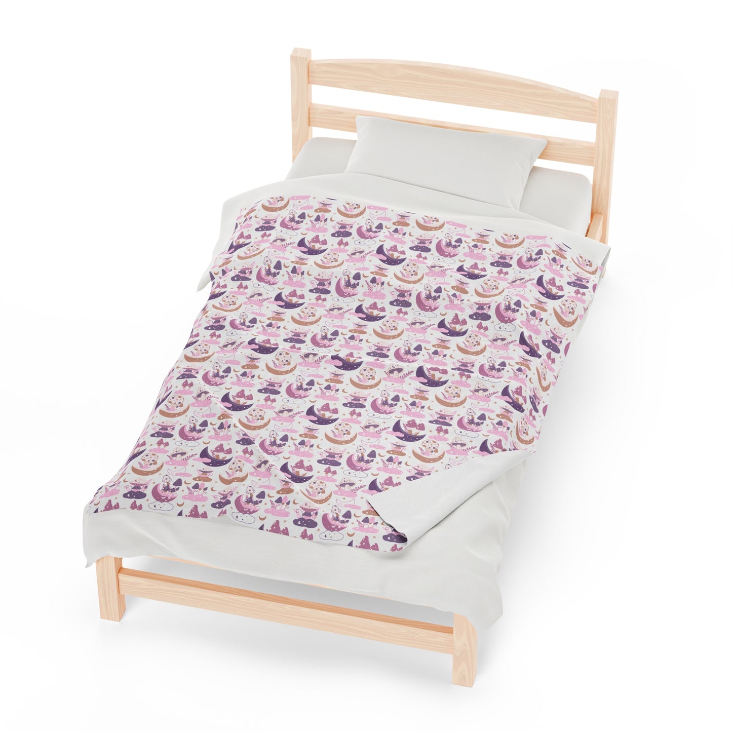 Mushroom Velveteen Plush Blanket | Soft, Whimsical, Luxurious and Comforting | Available in Multiple Sizes