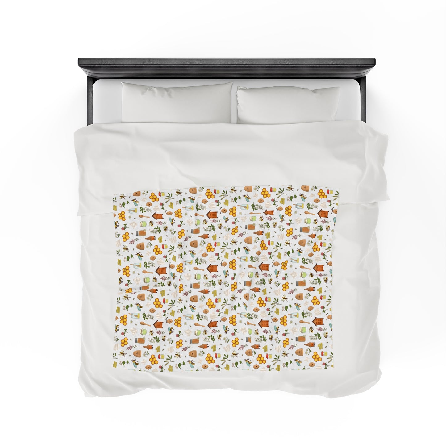Honey Bee Velveteen Plush Blanket | Soft, Nature-Inspired, Luxurious and Comforting | Available in Multiple Sizes