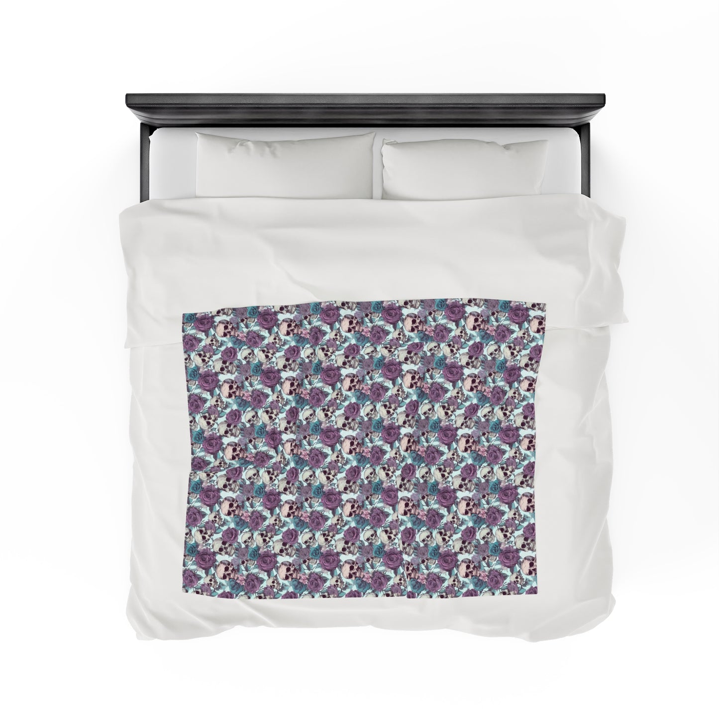 Skull Print Velveteen Plush Blanket | Soft, Edgy, Luxurious and Comforting | Available in Multiple Sizes