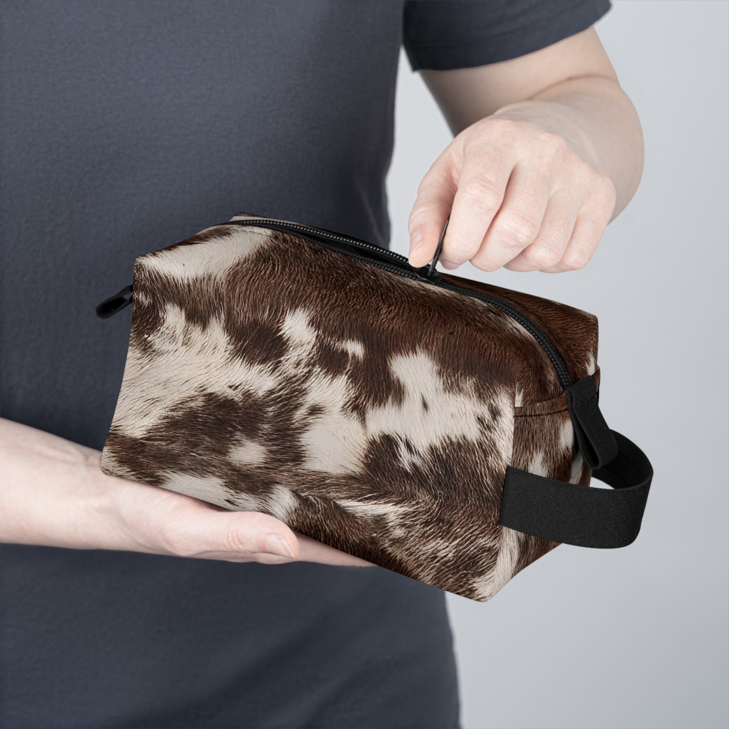 Cowhide Toiletry Bag | Rustic & Water-Resistant Organizer | Perfect for Camping, Travel, College