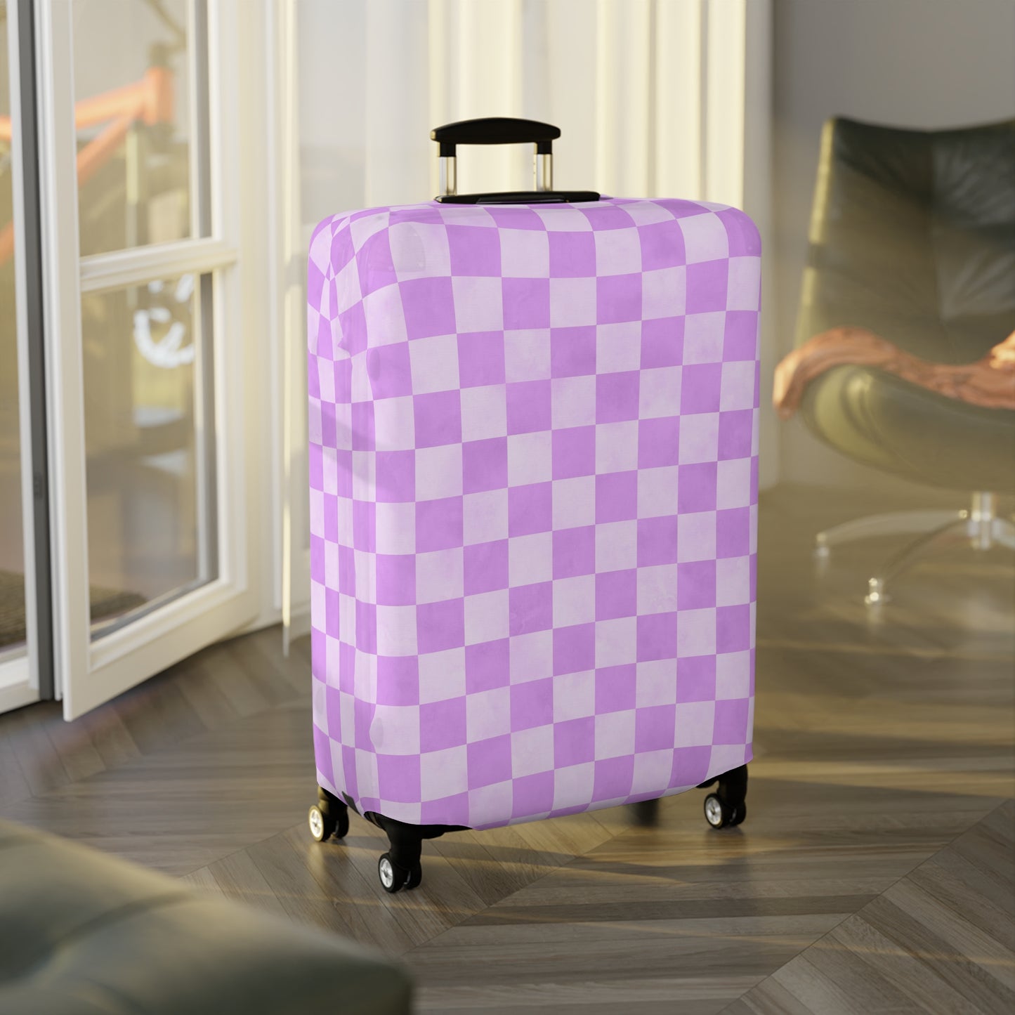 Pastel Checkers Luggage Cover - Checkers Suitcase Cover