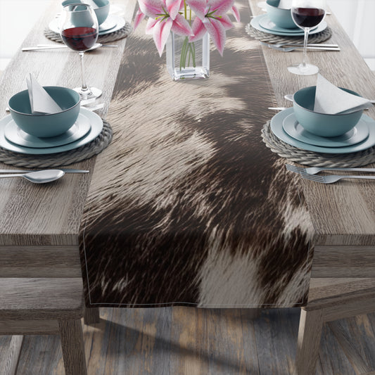 Cowhide Print Table Runner - Rustic Elegance, Cotton Twill or Polyester - Perfect for Western & Luxurious Home Decor