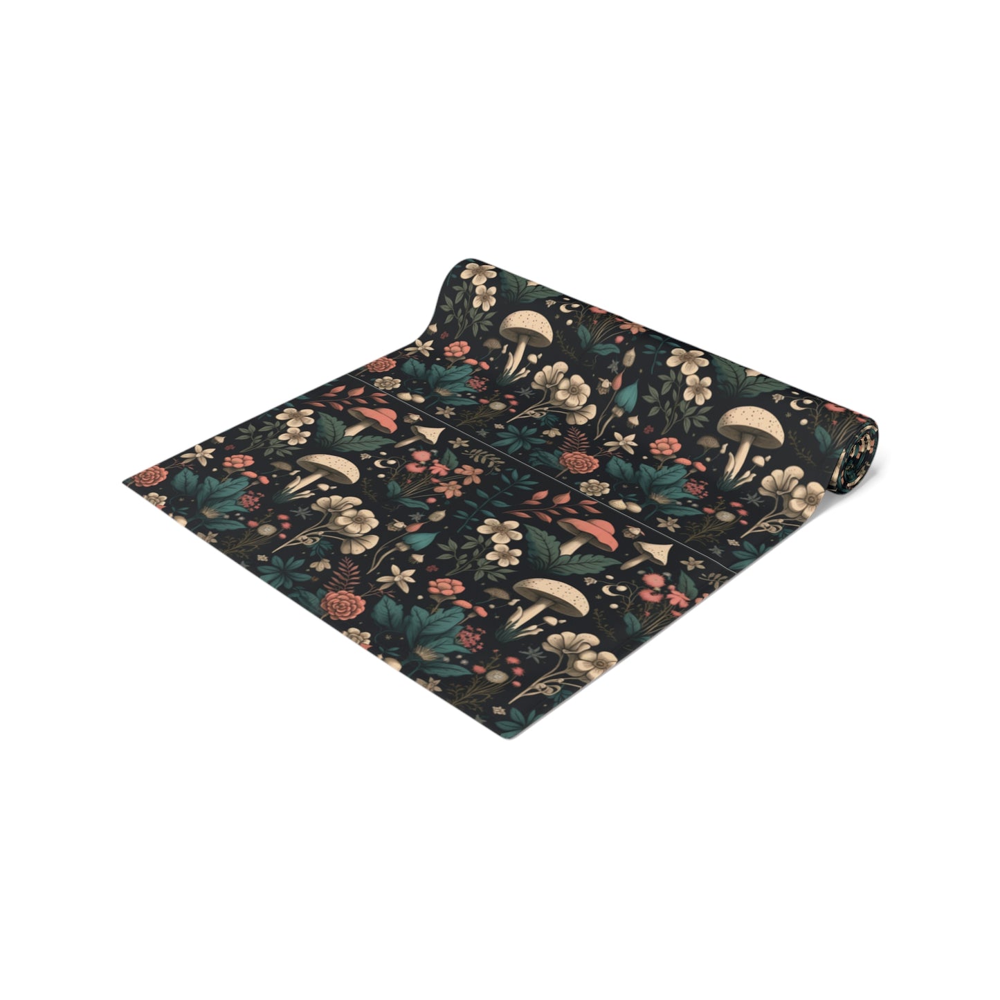 Mushroom Print Table Runner - Nature Vibes in Cotton Twill or Polyester - Perfect for Nature-Inspired Home Decor
