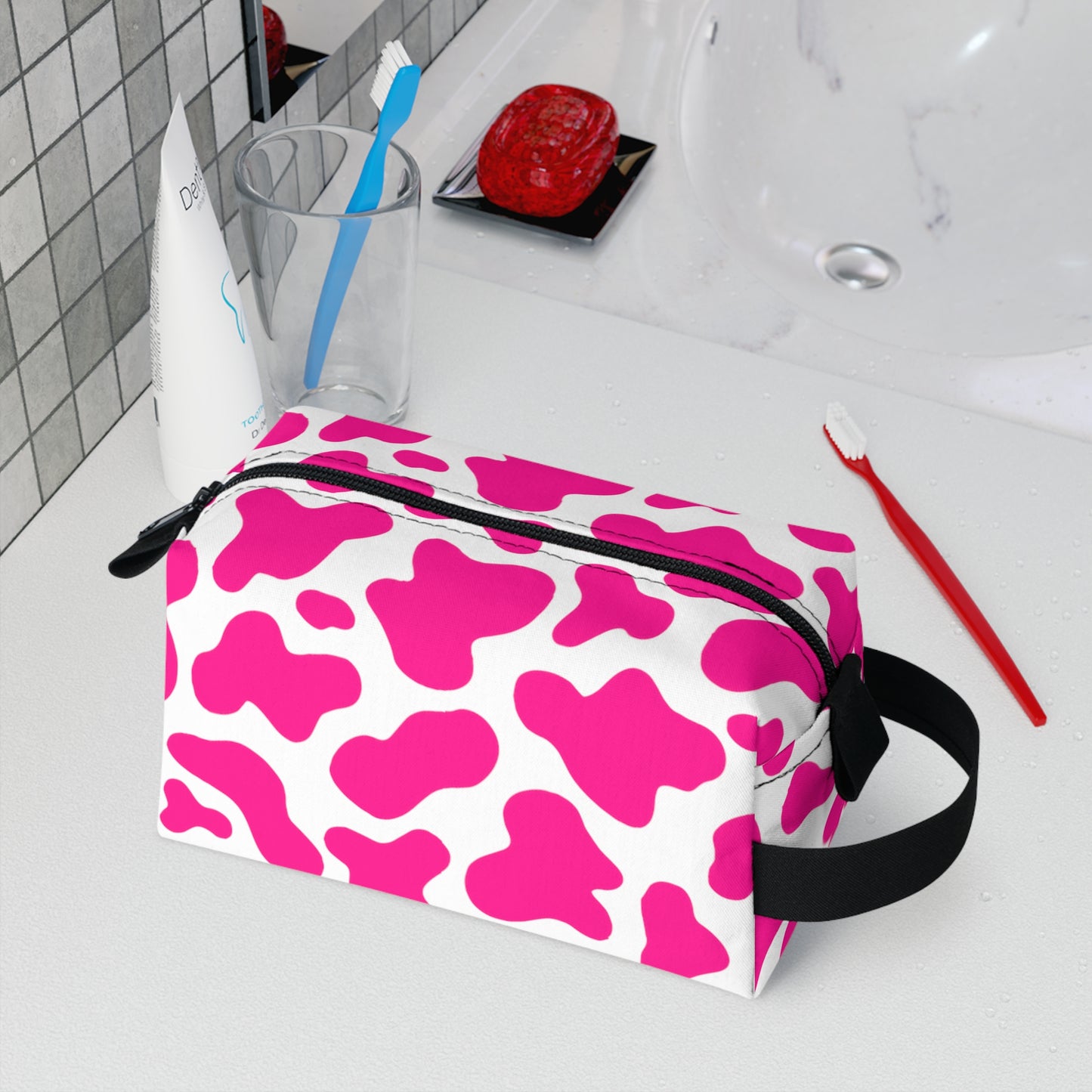 Cow print Toiletry Bag | Chic & Durable Water-Resistant Organizer | Ideal for Camping, Travel, College