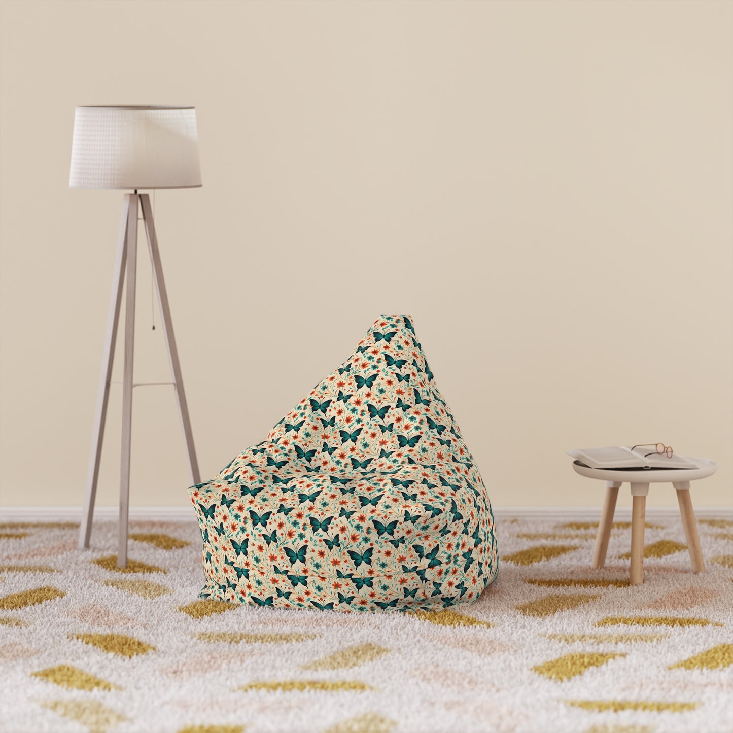 Butterfly Bean Bag Chair Cover - Durable Polyester, Locking Zipper, 2 Sizes
