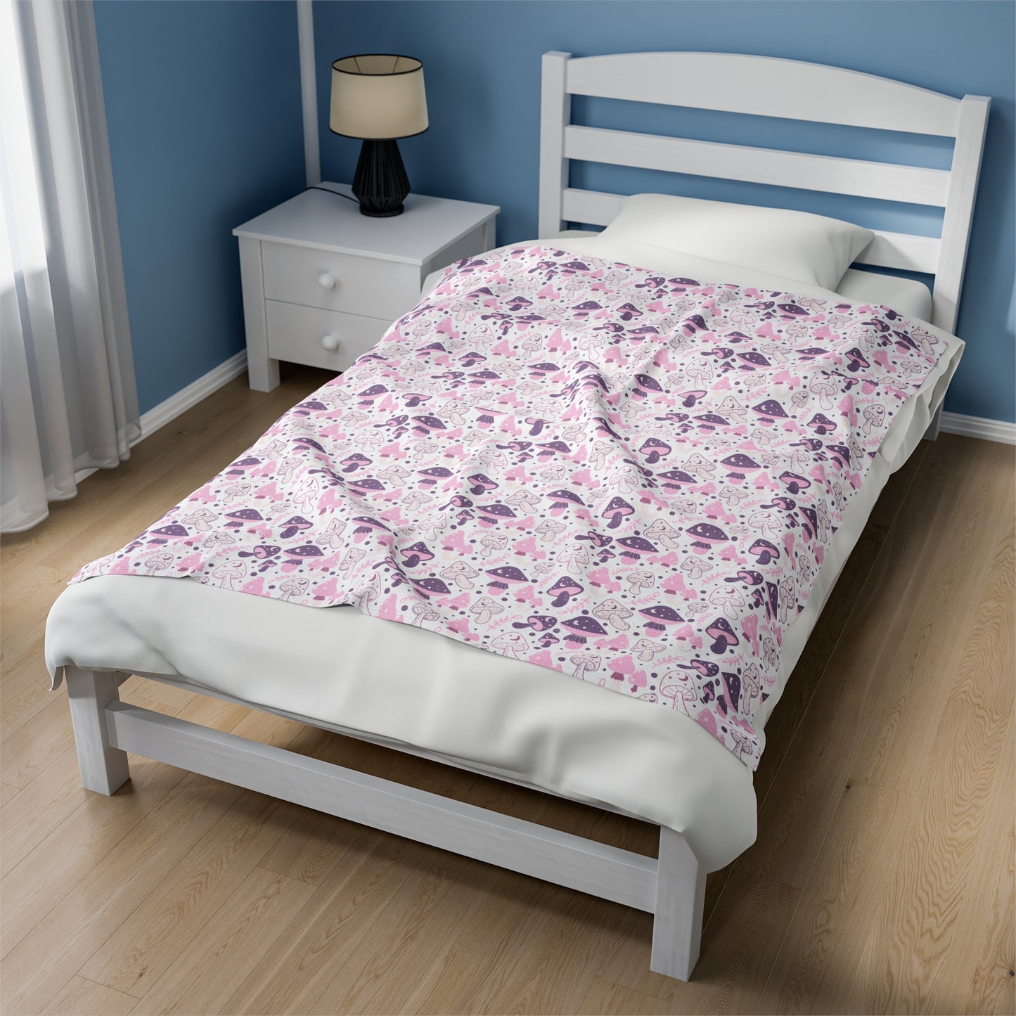 Mushroom Velveteen Plush Blanket | Soft, Whimsical, Luxurious and Comforting | Available in Multiple Sizes