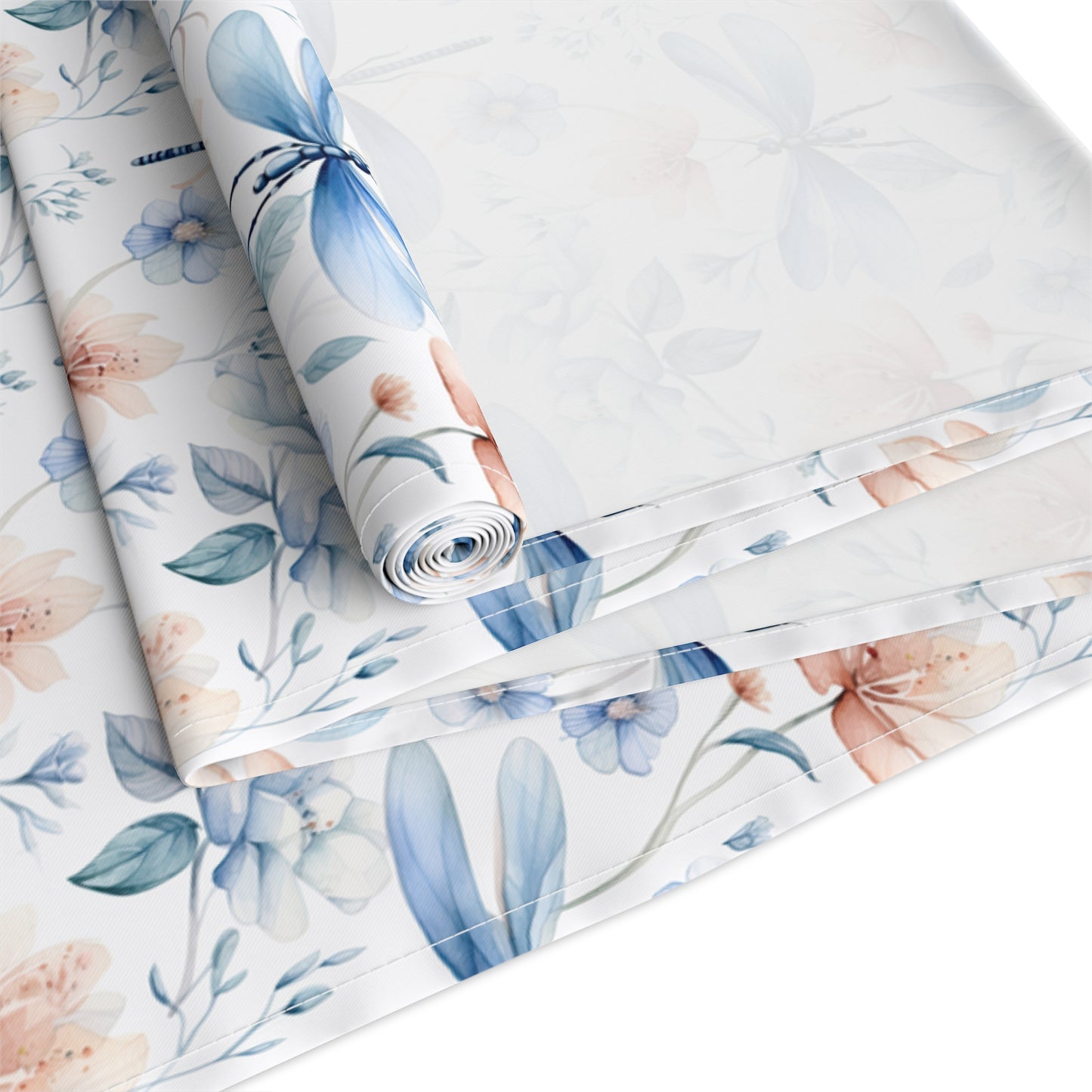 Dragonfly Print Table Runner - Elegant Whimsy, Cotton Twill or Polyester - Perfect for Nature-Inspired Home Decor