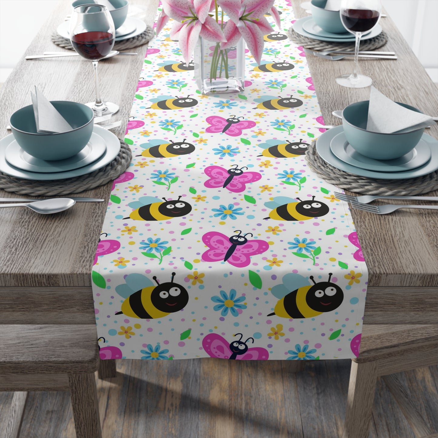 Honey Bee Print Table Runner - Buzzing with Charm - Perfect for Nature Lovers Homes
