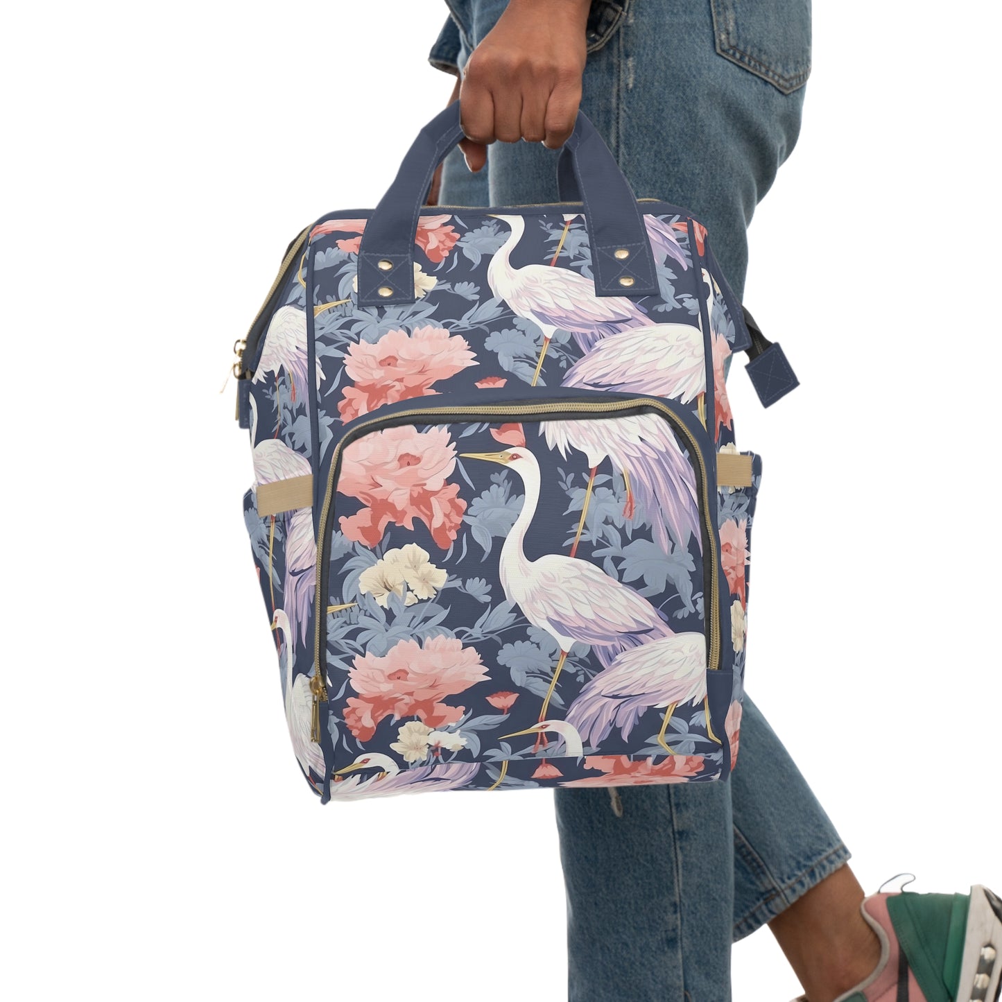 Chinoiserie Diaper Backpack - Elegant & Practical Baby Bag with Traditional Asian Motifs, Perfect for Stylish Parents