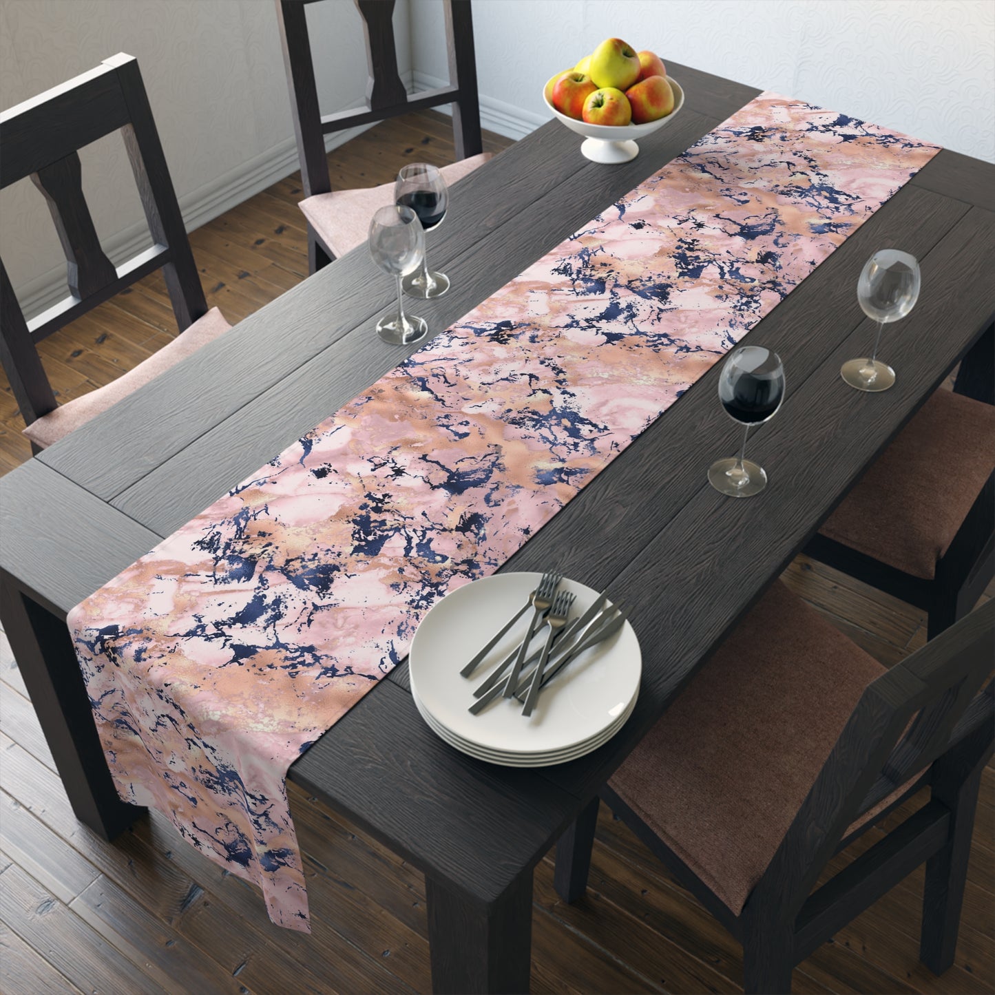 Marble Print Table Runner - Luxurious Elegance, Cotton Twill or Polyester - Perfect for Modern Home Decor