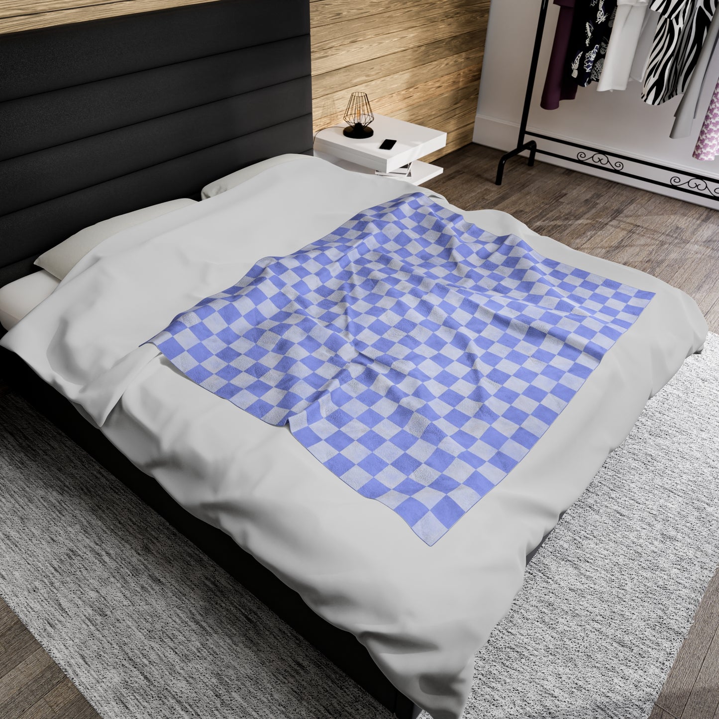 Pastel Checkers Velveteen Plush Blanket | Soft, Trendy, Luxurious and Comforting | Available in Multiple Sizes