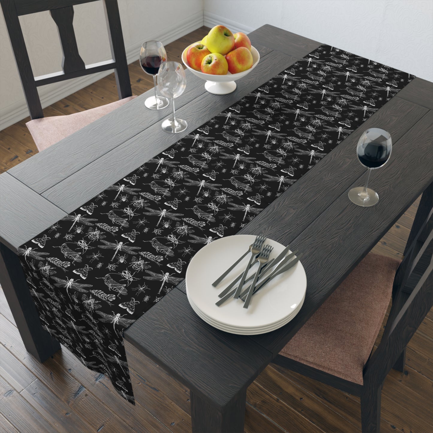 Insect Print Table Runner - Detailed Elegance, Cotton Twill or Polyester - Perfect for Nature Enthusiasts & Scientific Decor