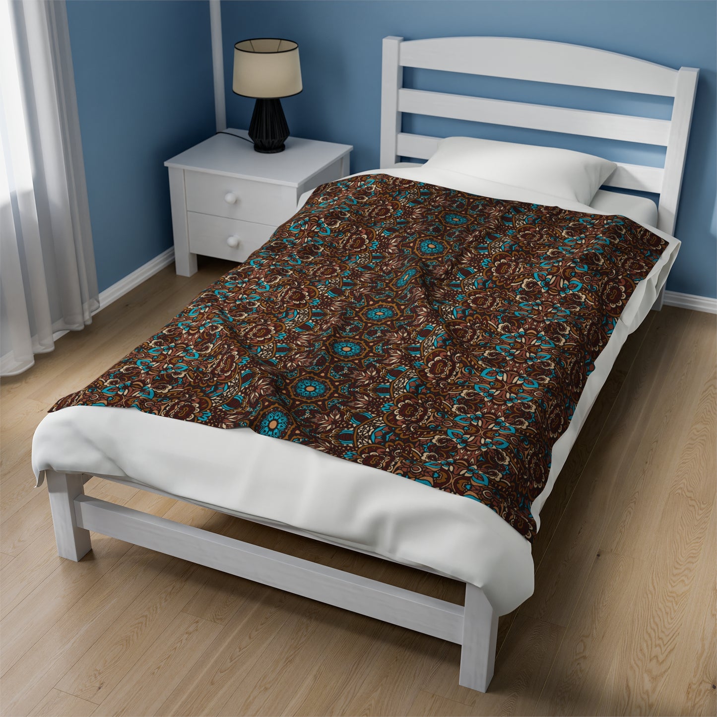 Mandala Velveteen Plush Blanket | Soft, Spiritual, Luxurious and Comforting | Available in Multiple Sizes