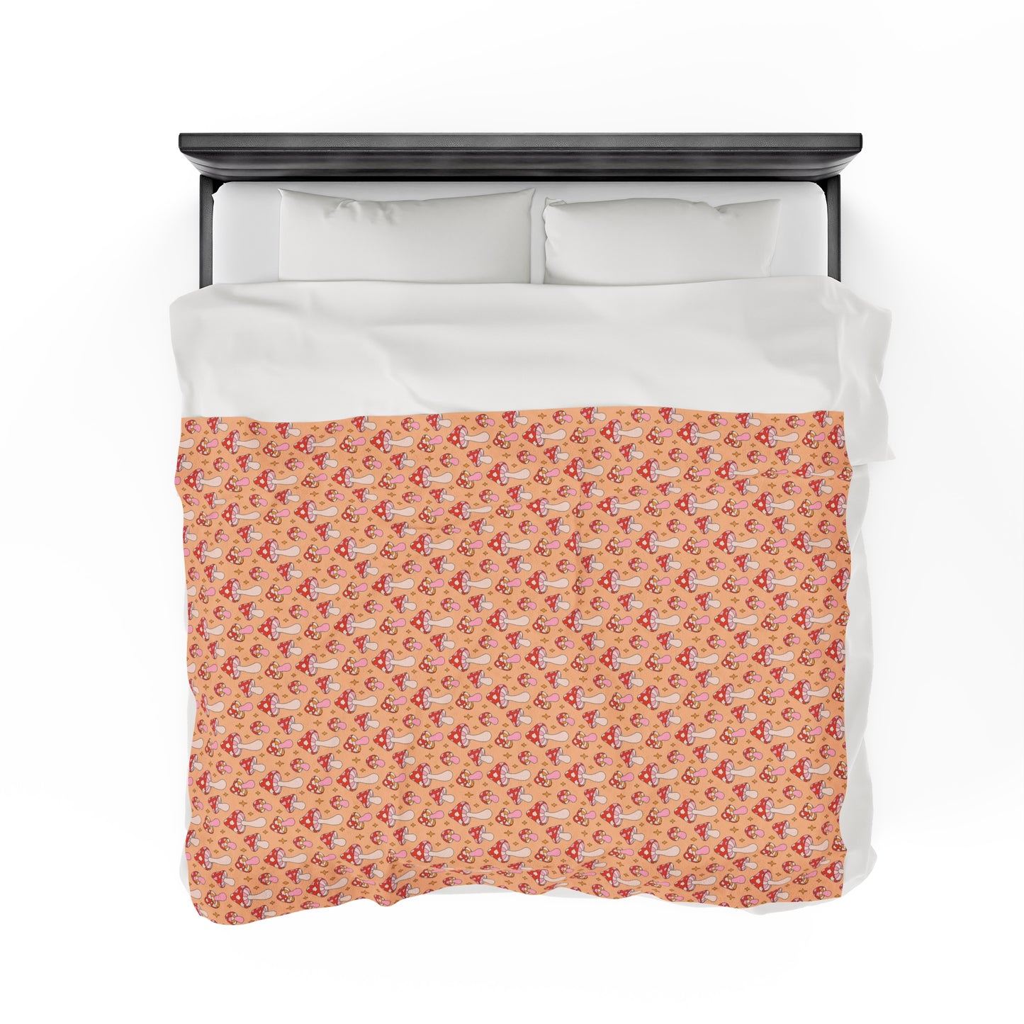 Mushroom Velveteen Plush Blanket | Soft, Whimsical, Luxurious and Comforting | Available in Multiple Sizes
