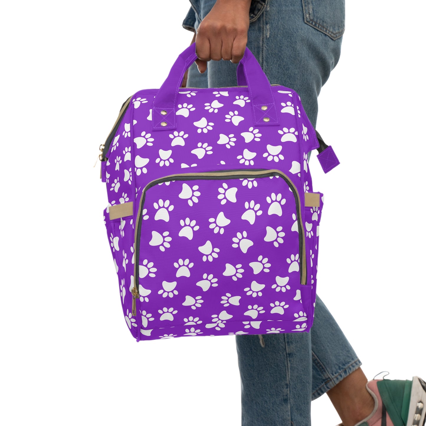 Paw Print Diaper Backpack - Cute & Durable Nappy Bag, Spacious Organized Design for Pet-Owning Parents