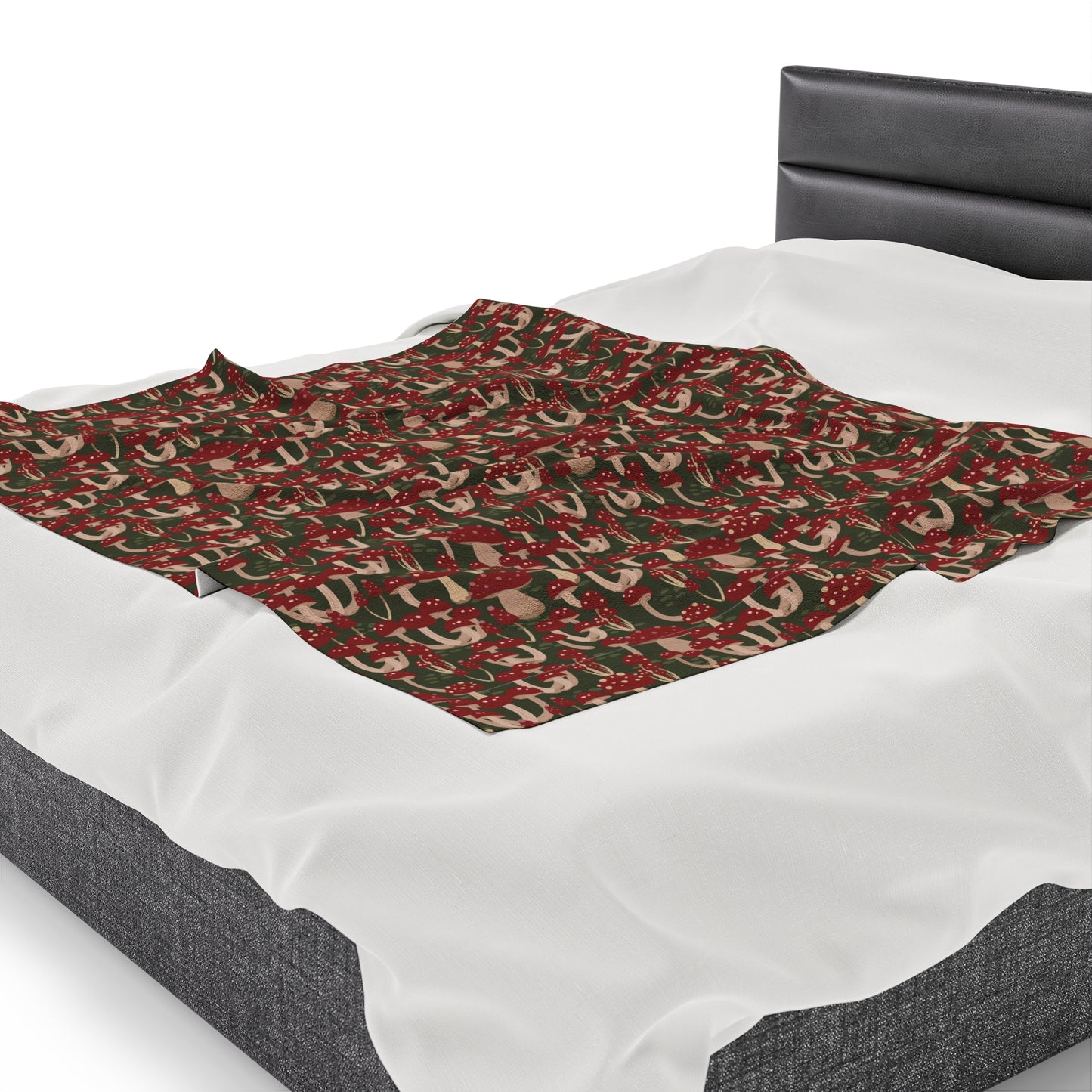 Mushroom Velveteen Plush Blanket | Soft, Whimsical, Luxurious and Comforting | Available in Multiple Sizes