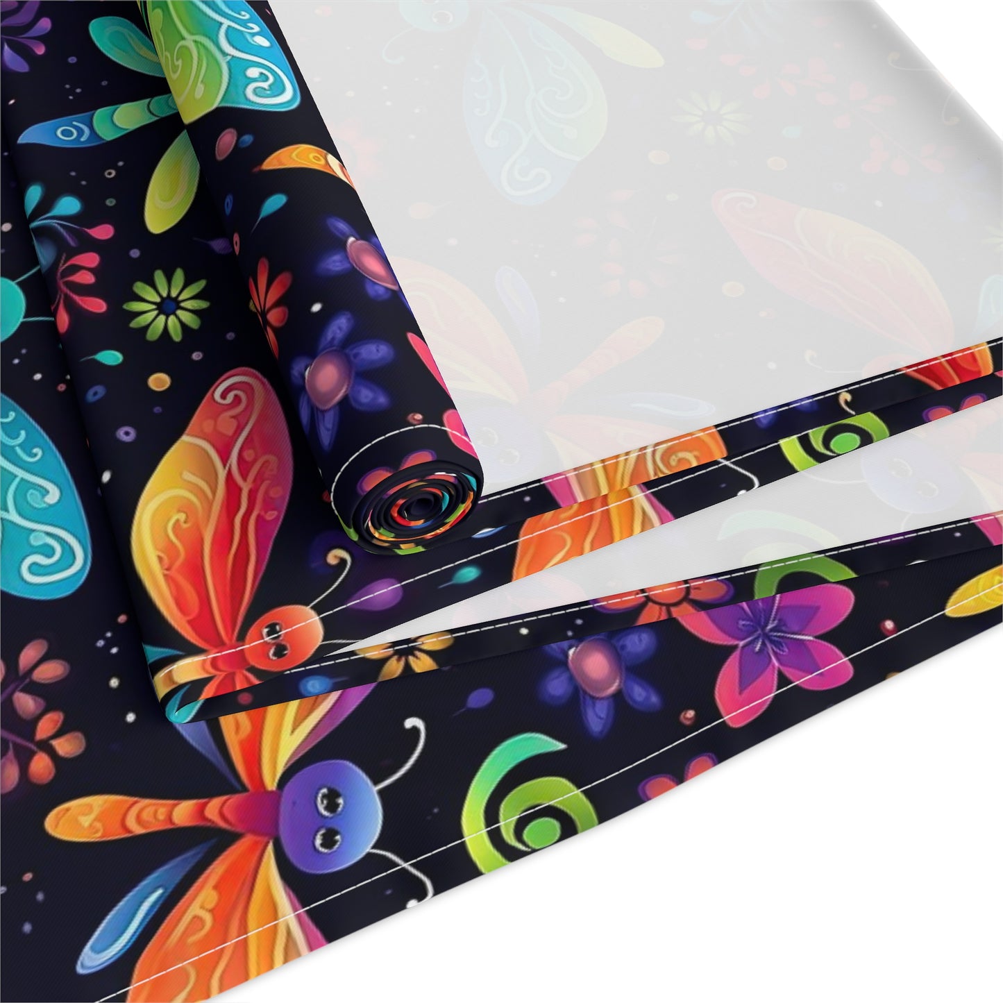 Dragonfly Print Table Runner - Elegant Whimsy, Cotton Twill or Polyester - Perfect for Nature-Inspired Home Decor
