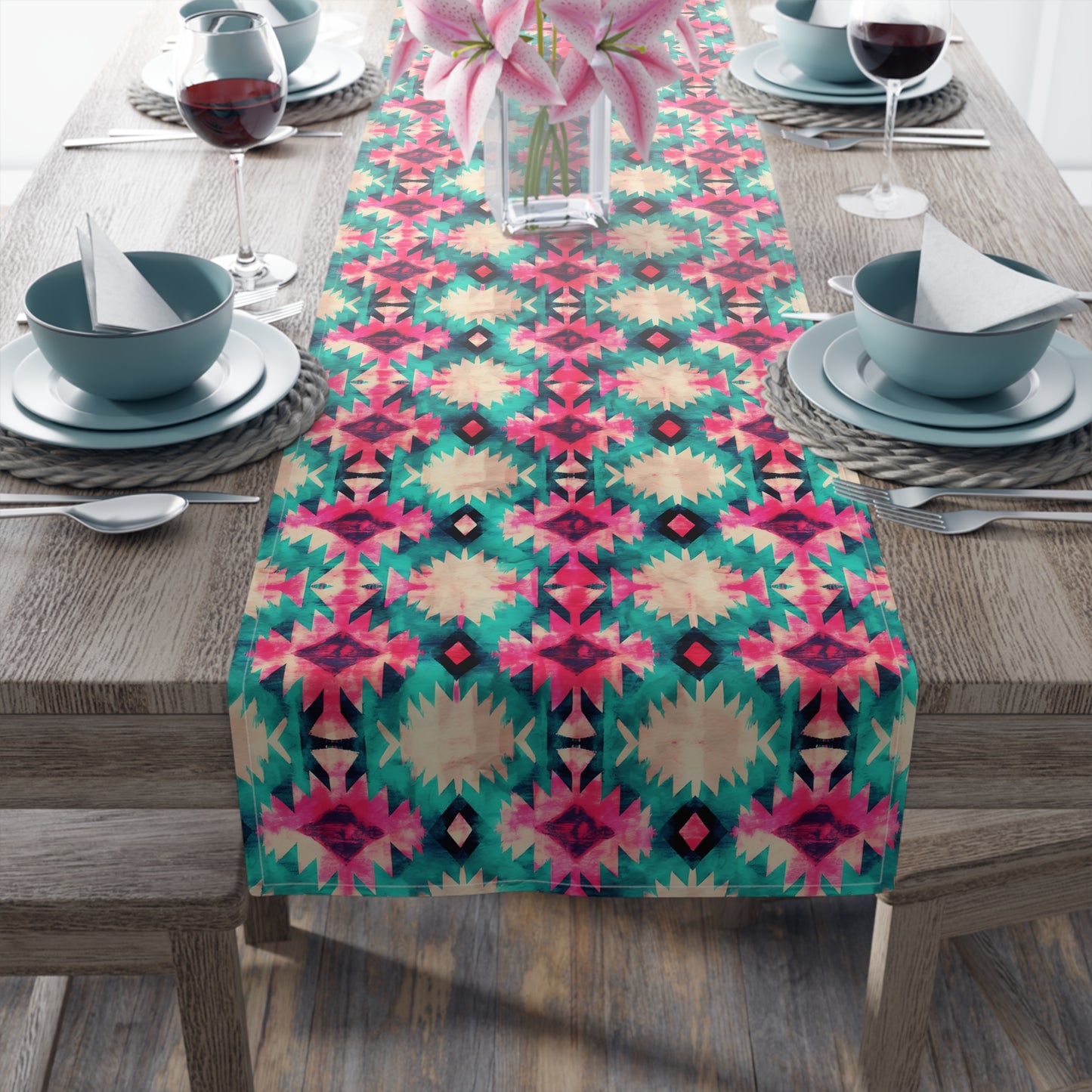 Aztec-Inspired Table Runner - Bold Patterns, Cotton Twill or Polyester - Ideal for Home Decor & Unique Gifts