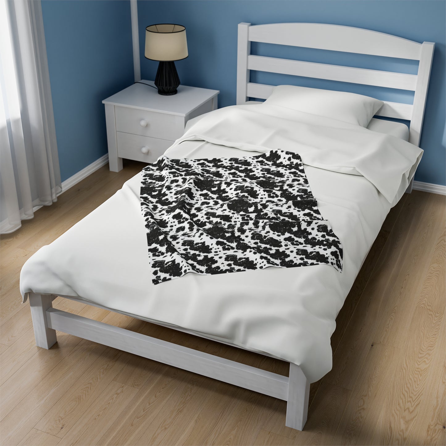 Cowhide Velveteen Plush Blanket | Soft, Rustic, Luxurious and Comforting | Available in Multiple Sizes