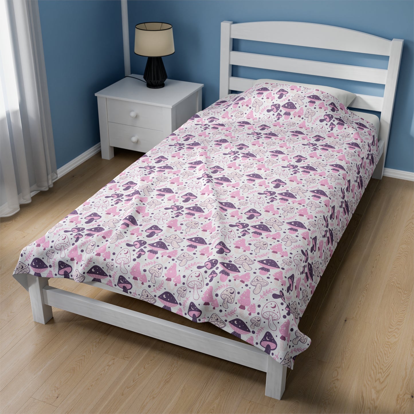 Mushroom Velveteen Plush Blanket | Soft, Whimsical, Luxurious and Comforting | Available in Multiple Sizes