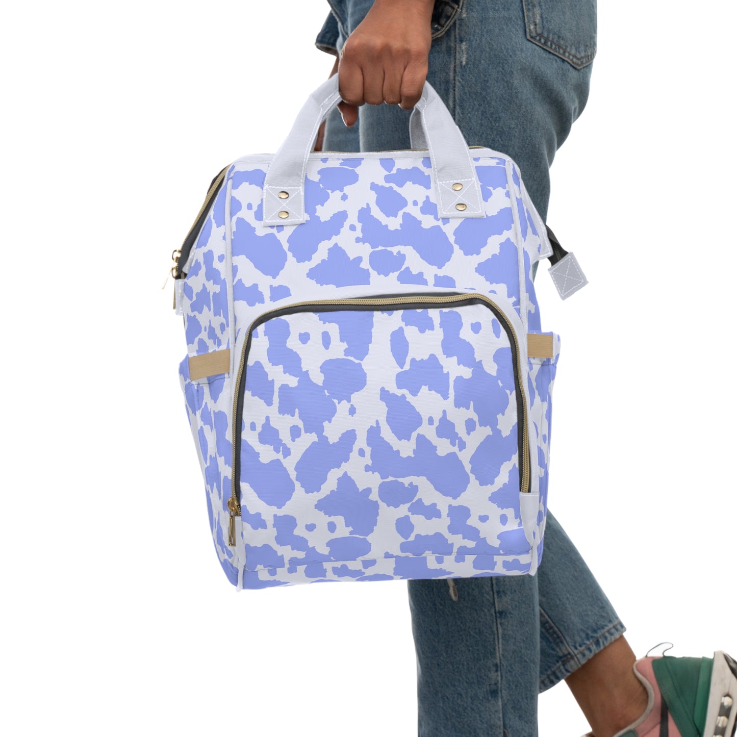Cowhide Diaper Backpack - Chic & Durable Baby Bag with Genuine Cowhide Patterns, Perfect for Stylish Parents