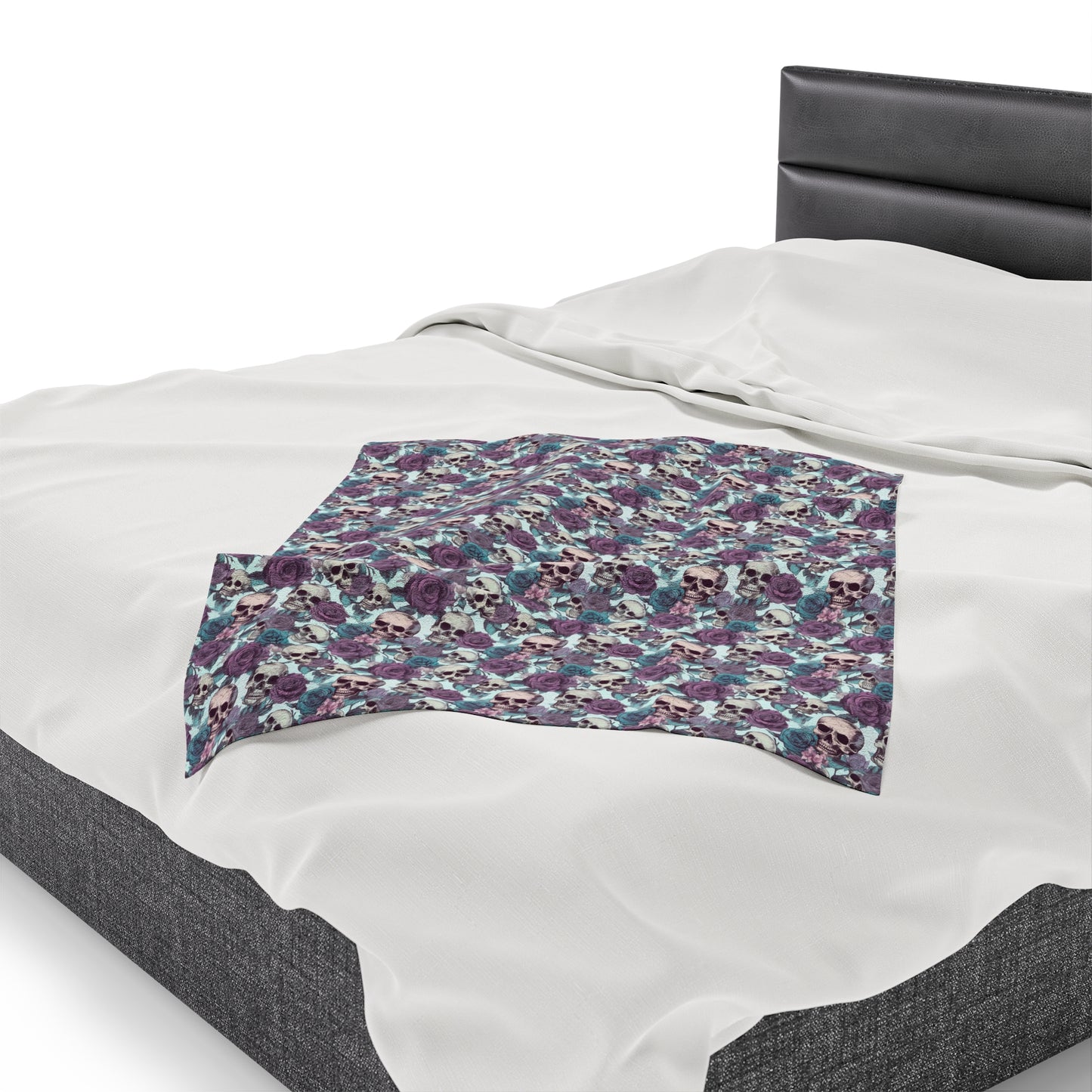 Skull Print Velveteen Plush Blanket | Soft, Edgy, Luxurious and Comforting | Available in Multiple Sizes