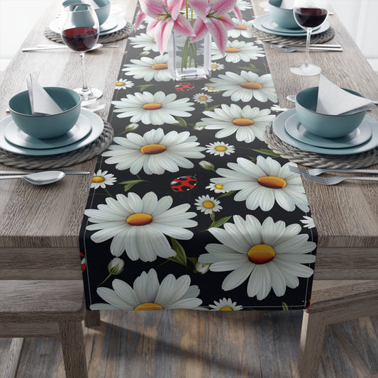 Ladybug Print Table Runner - Charming Good Luck, Cotton Twill or Polyester - Perfect for Nature-Inspired Home Decor