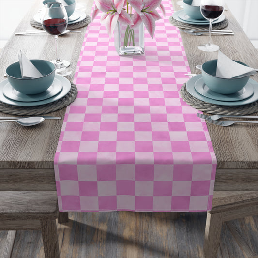 Pastel Checkered Table Runner - Soothing Playfulness, Cotton Twill or Polyester - Perfect for Refreshing & Modern Home Decor