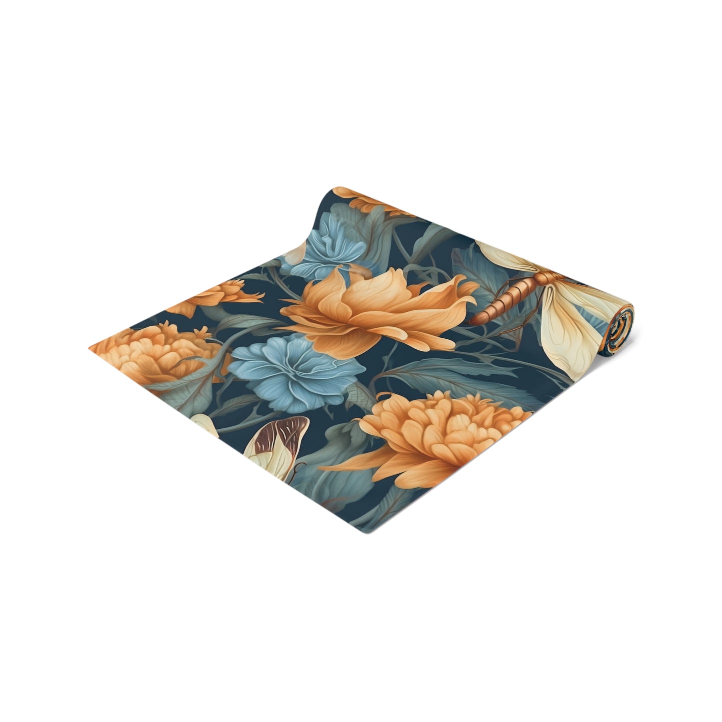 Dragonfly Print Table Runner - Elegant Whimsy, Cotton Twill or Polyester - Perfect for Nature-Inspired Home Decor