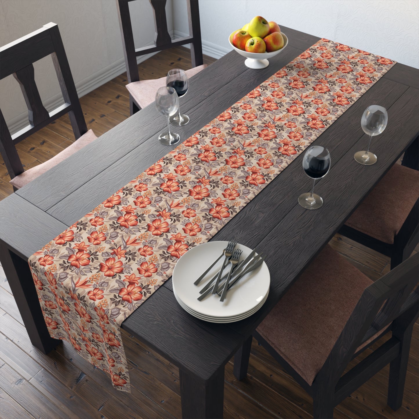 Boho Floral Table Runner - Vibrant Designs in Cotton Twill or Polyester - Ideal for Natural Home Decor