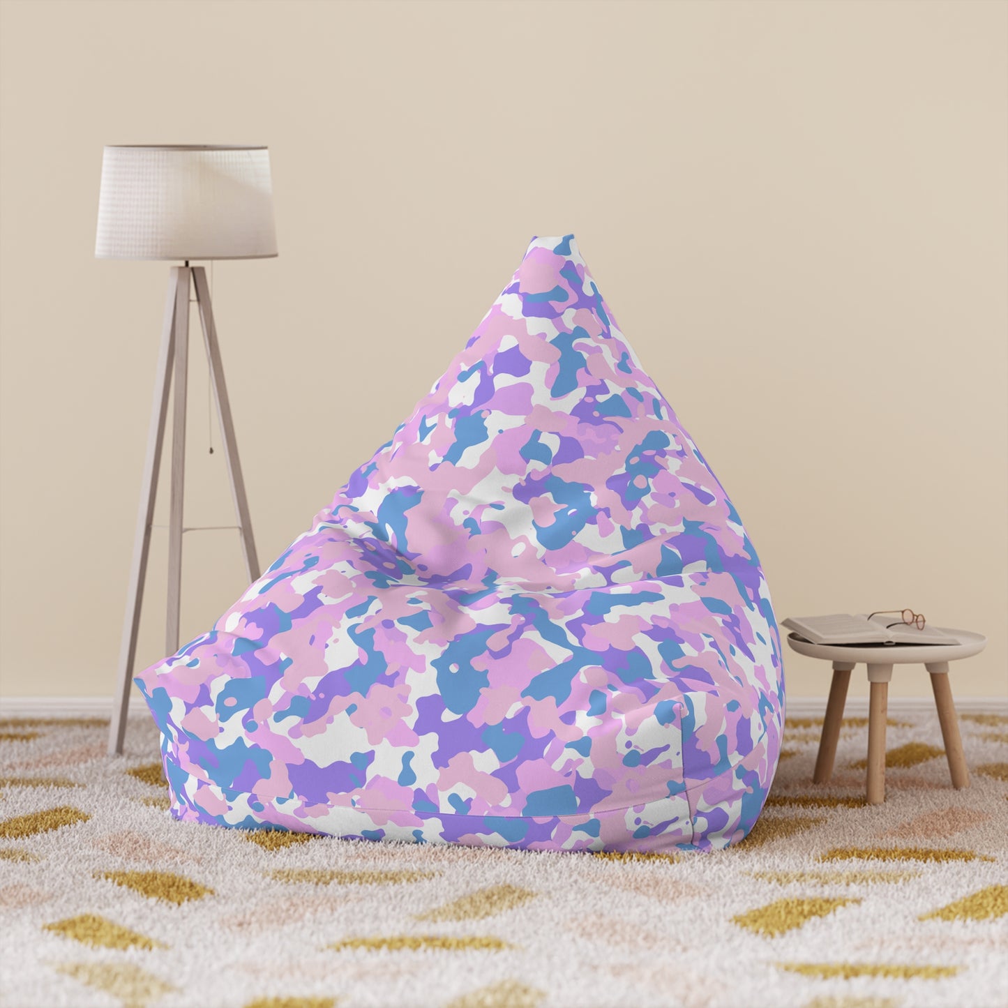 Camouflage Bean Bag Chair Cover - Durable Polyester, Locking Zipper, 2 Sizes Camo Bean Bag Cover