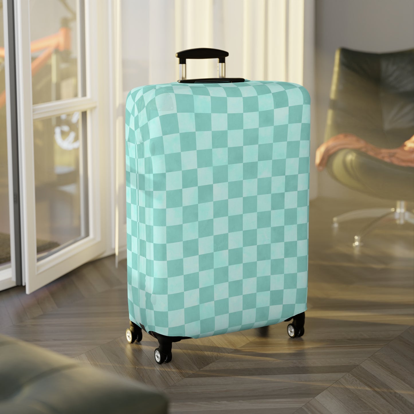 Pastel Checkers Luggage Cover - Checkers Suitcase Cover