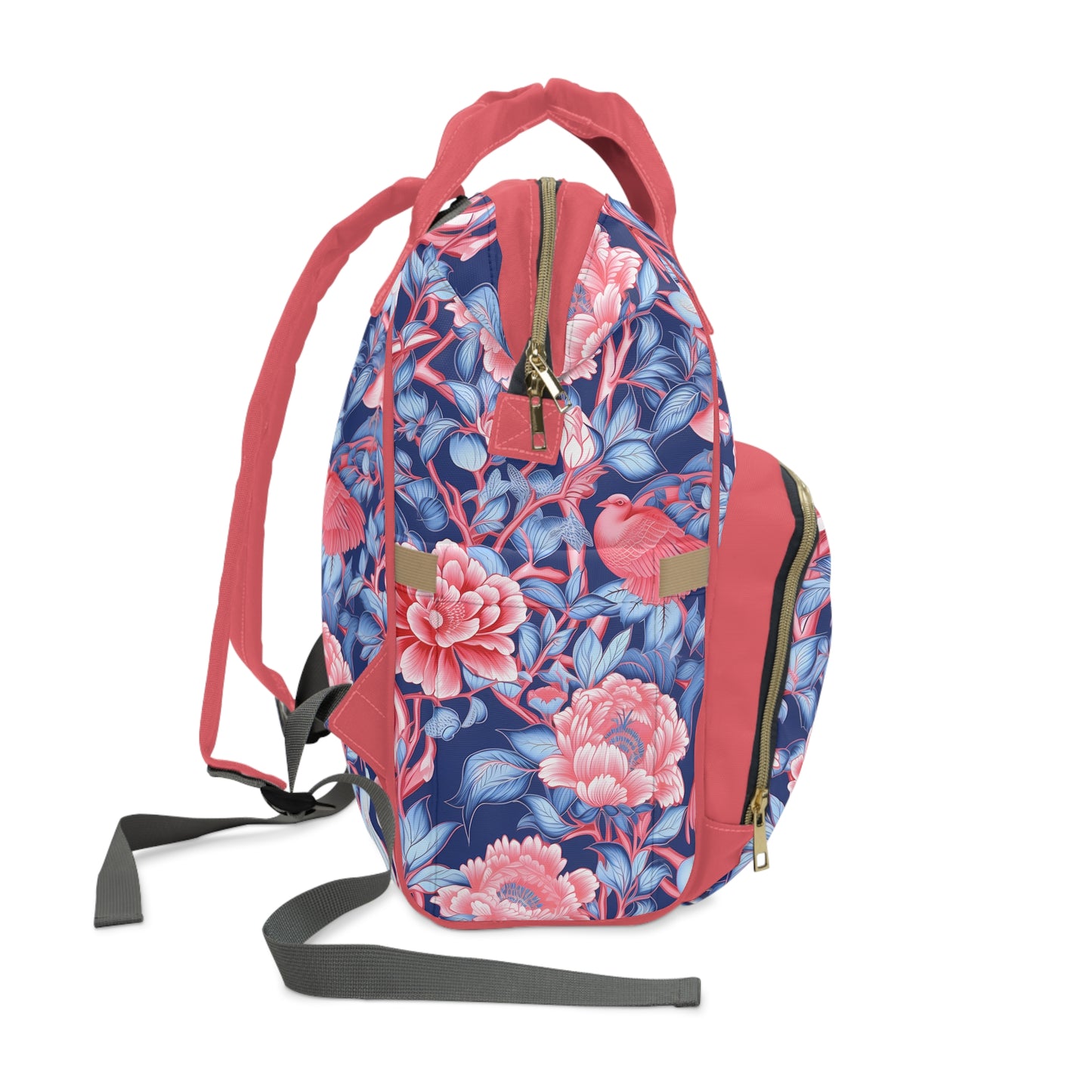 Chinoiserie Diaper Backpack - Elegant & Practical Baby Bag with Traditional Asian Motifs, Perfect for Stylish Parents