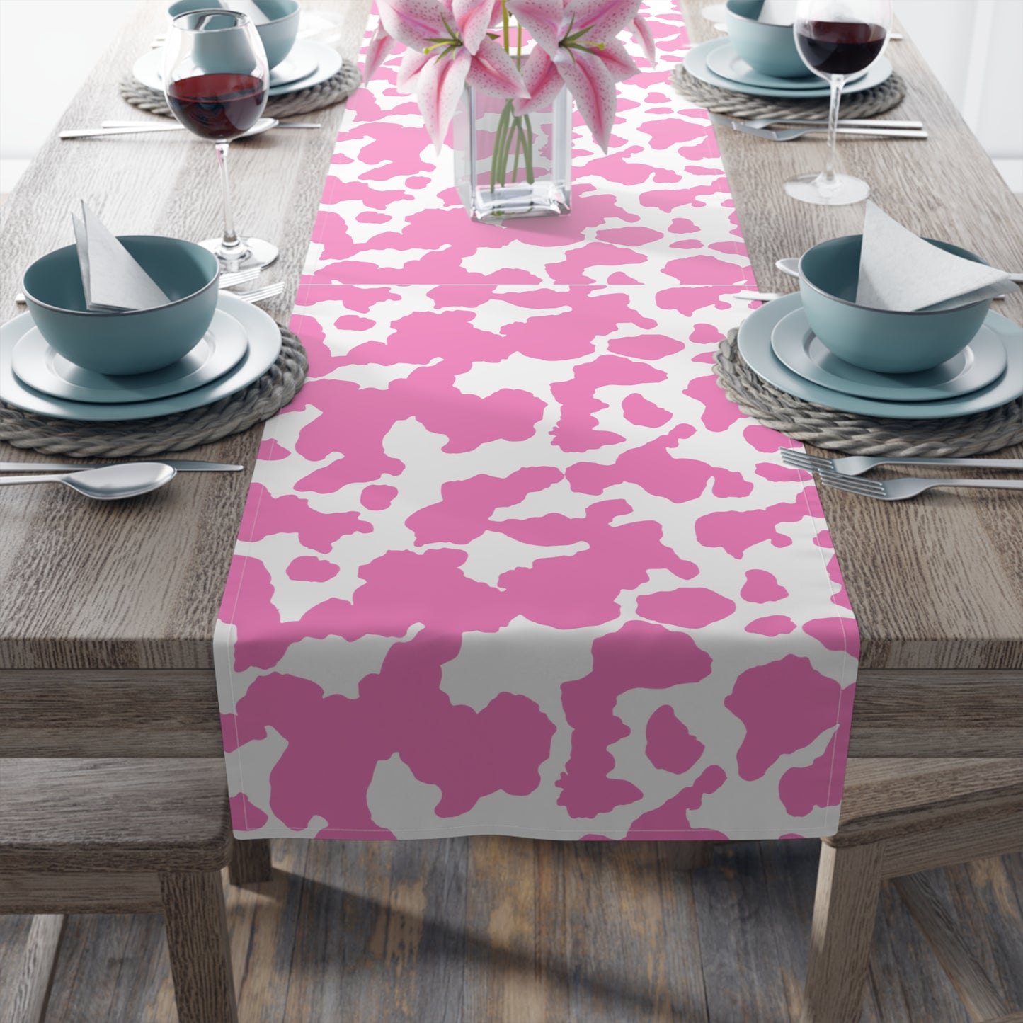 Cowhide Print Table Runner - Rustic Elegance, Cotton Twill or Polyester - Perfect for Western & Luxurious Home Decor