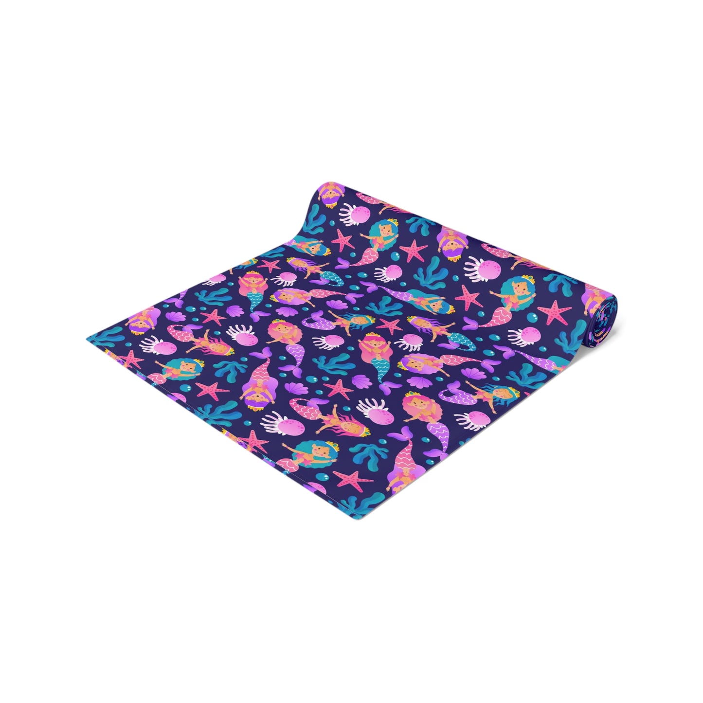 Mermaid Print Table Runner - Mystical Sea Charm, Cotton Twill or Polyester - Perfect for Enchanting Home Decor